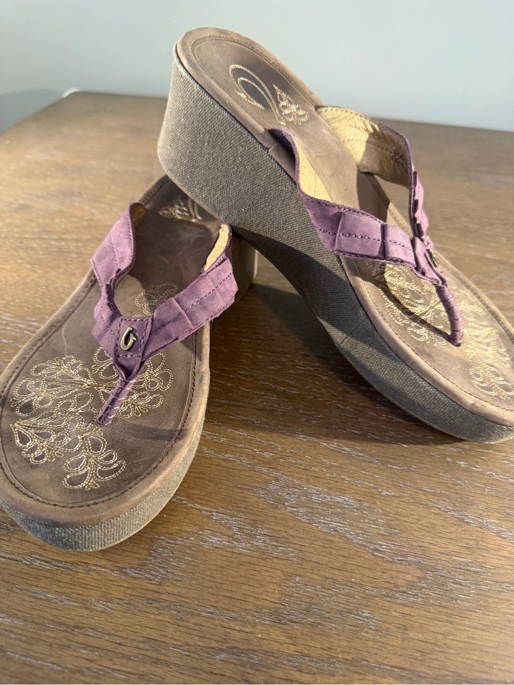 OluKai Purple Wedge Flip-Flop Sandals